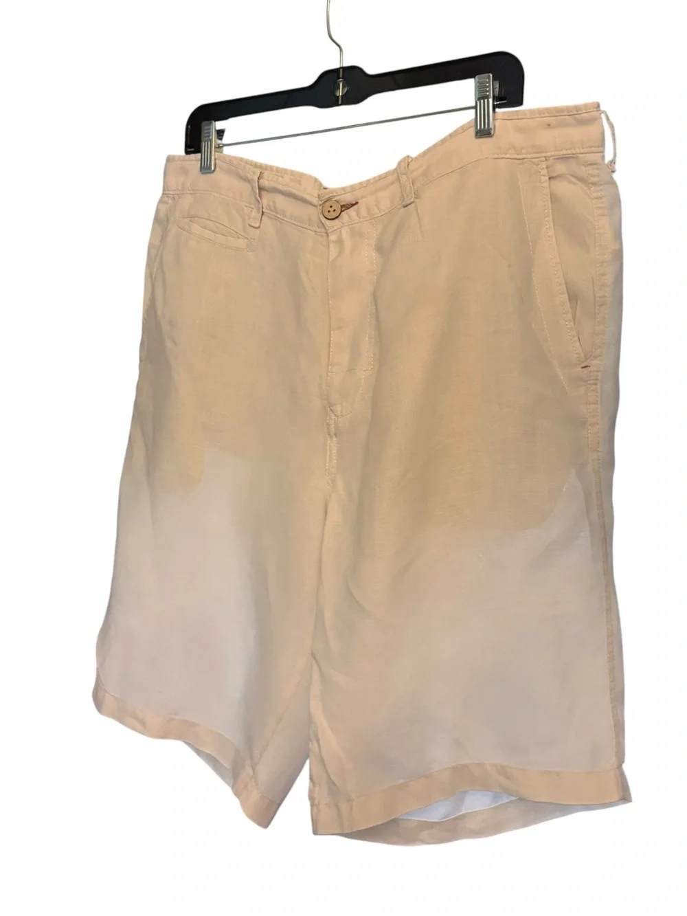 Tommy Bahama Cream Men's Casual Relax Fit Flat Front 100% Linen Shorts sz 36